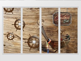 复古风饭店创意木质小船船舵移门