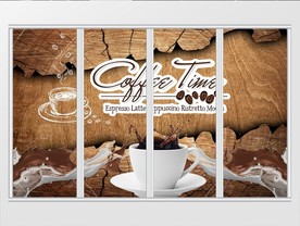 复古咖啡饮品移门