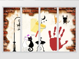 复古墙砖自由主题移门