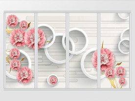 简约时尚粉色珠宝花朵移门