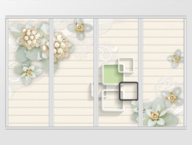 欧式珍珠花朵移门