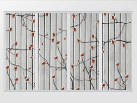 现代风唯美花卉木质背景移门