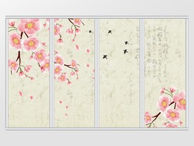 新中式手绘梅花移门