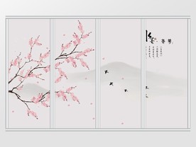 新中式手绘喜上眉梢移门