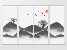新中式意境风山水移门