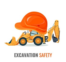 扁平化工程车推土机挖土机插画