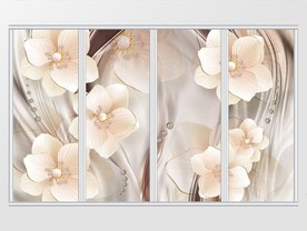 粉色浪漫钻石珍珠珠宝花瓣移门