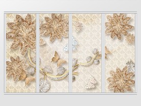 金色奢华珠宝花朵移门