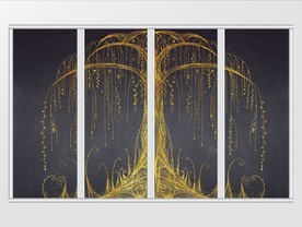 现代简约黑金树枝移门