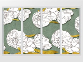 简约几何线条花朵移门