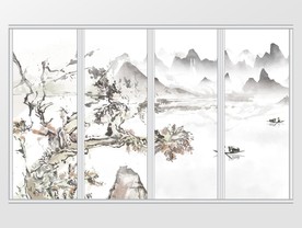 新中式大气水墨风景移门