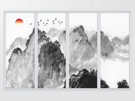 新中式山水画移门