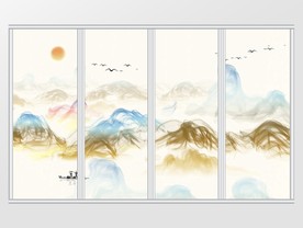 新中式山水烟雾中国风移门
