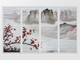 新中式纹理水墨风景移门