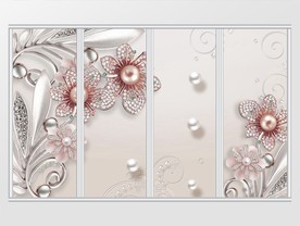 3d立体珠宝花朵珍珠移门