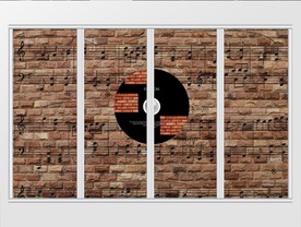 音乐复古砖头磁盘移门