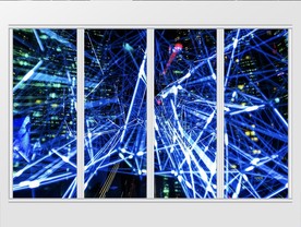 蓝色炫酷四射灯光移门