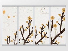 唯美橙色花卉创意移门