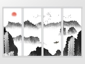 新中式山水中国风移门