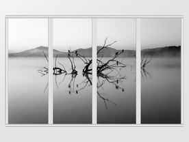 新中式水墨山水树枝移门