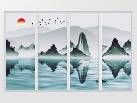 新中式水墨意境风景移门