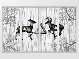 北欧简约水墨麋鹿移门