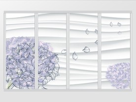 清新简约立体线条紫色花朵移门
