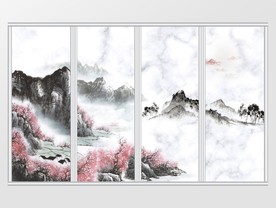 唯美中式水墨山水移门