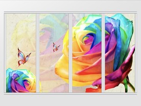 现代简约清新花朵蝴蝶移门