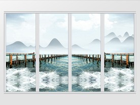 创意山水画移门