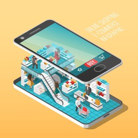 网上商店商城电商APP推广插画