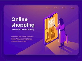 轻松在线购物APP推广插画设计