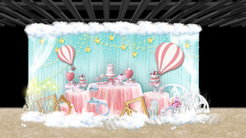 蒂芙尼蓝热气球主题甜品区