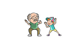 手绘爷孙俩插画