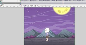 一个骨头人物夜晚在野地走9秒