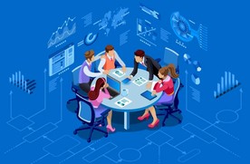 商务办公团队管理商务会议插画