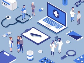 矢量医学医院医生办公插画设计