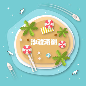 矢量沙滩海滩背景图