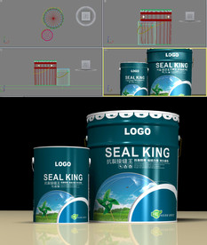 墙面漆圆桶包装效果模型
