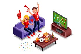 矢量观看电视电影球赛欢呼场景