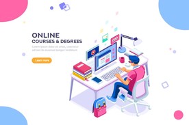 矢量在线课程在线教学插画设计