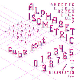 英文数字立体数字楼梯字体