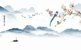 齐家平安水墨新中式背景墙