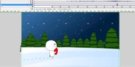 小人拿着心在雪地上走过15秒