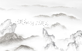 远山意境背景墙