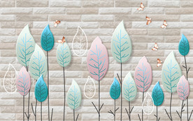 时尚简约树叶背景墙