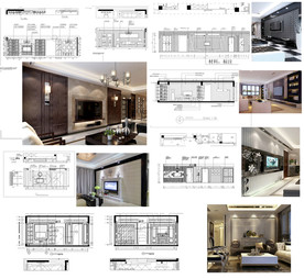 室内电视背景墙CAD图