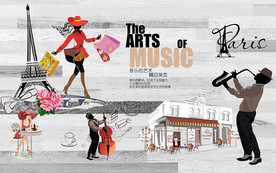 时尚音乐工装背景墙