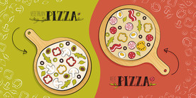 披萨矢量插画海报设计