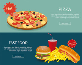 披萨快餐BANNER插画素材